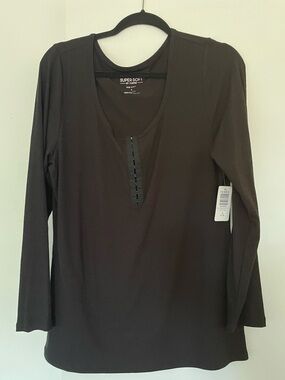 NWT Torrid Women Long Sleeve Black Henley Top Size 1
